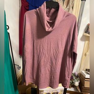 Mauve Women's Cowl Neck Waffle Knit Top